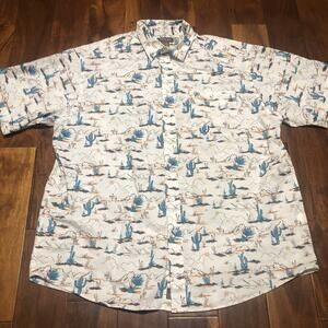 Ariat Krish Shirt Mens XXL Western Cactus Print Short Sleeve Ripstop Cowboy